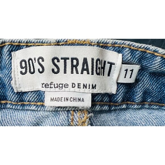 Refuge Denim Womens 90s Straight Leg Distressed Jeans Size 11 Blue - Picture 3 of 3